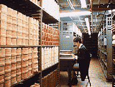 [Researcher in stack area]